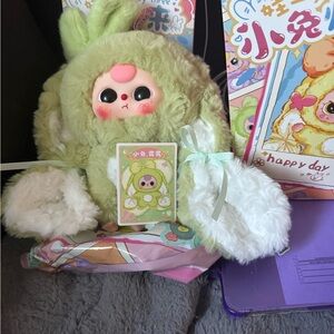 Baby three 400% sweet baby green bunny plush